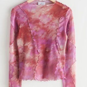 & Other Stories Frilled Mesh Top